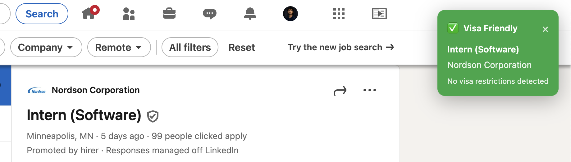 Visa friendly notification