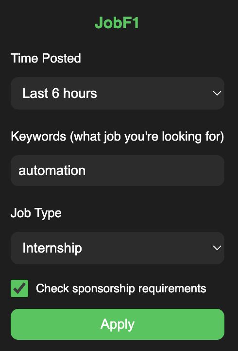 Preview of the JobF1 extension