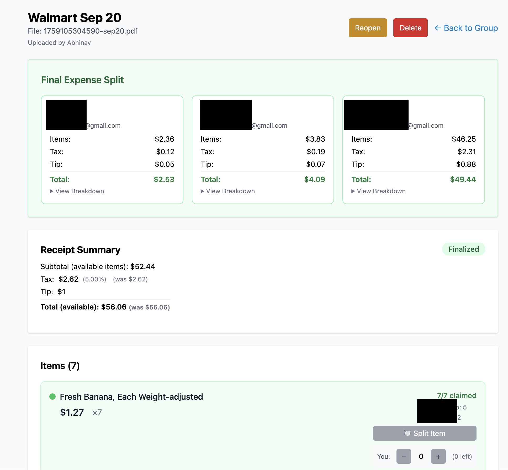 Final expense summary